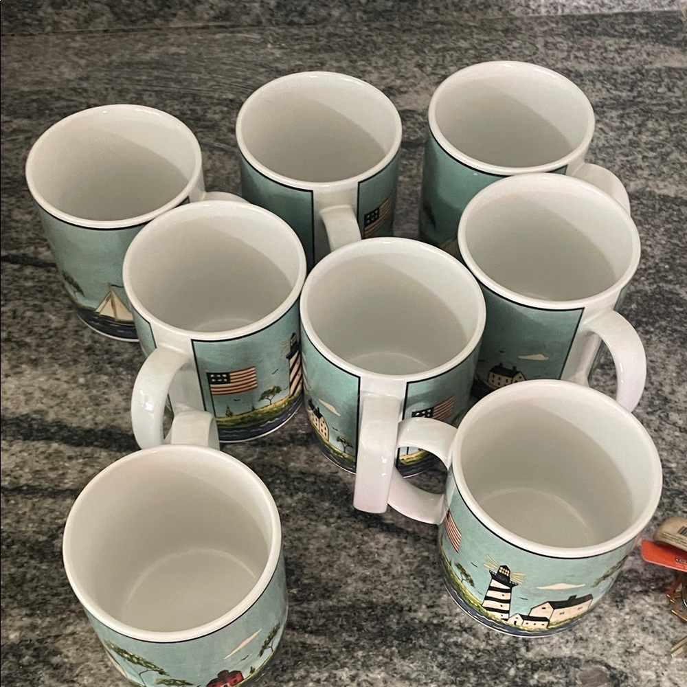 Coastal breeze Warren Kimble set of 8 Ceramic Mug Set - Picture 4 of 4